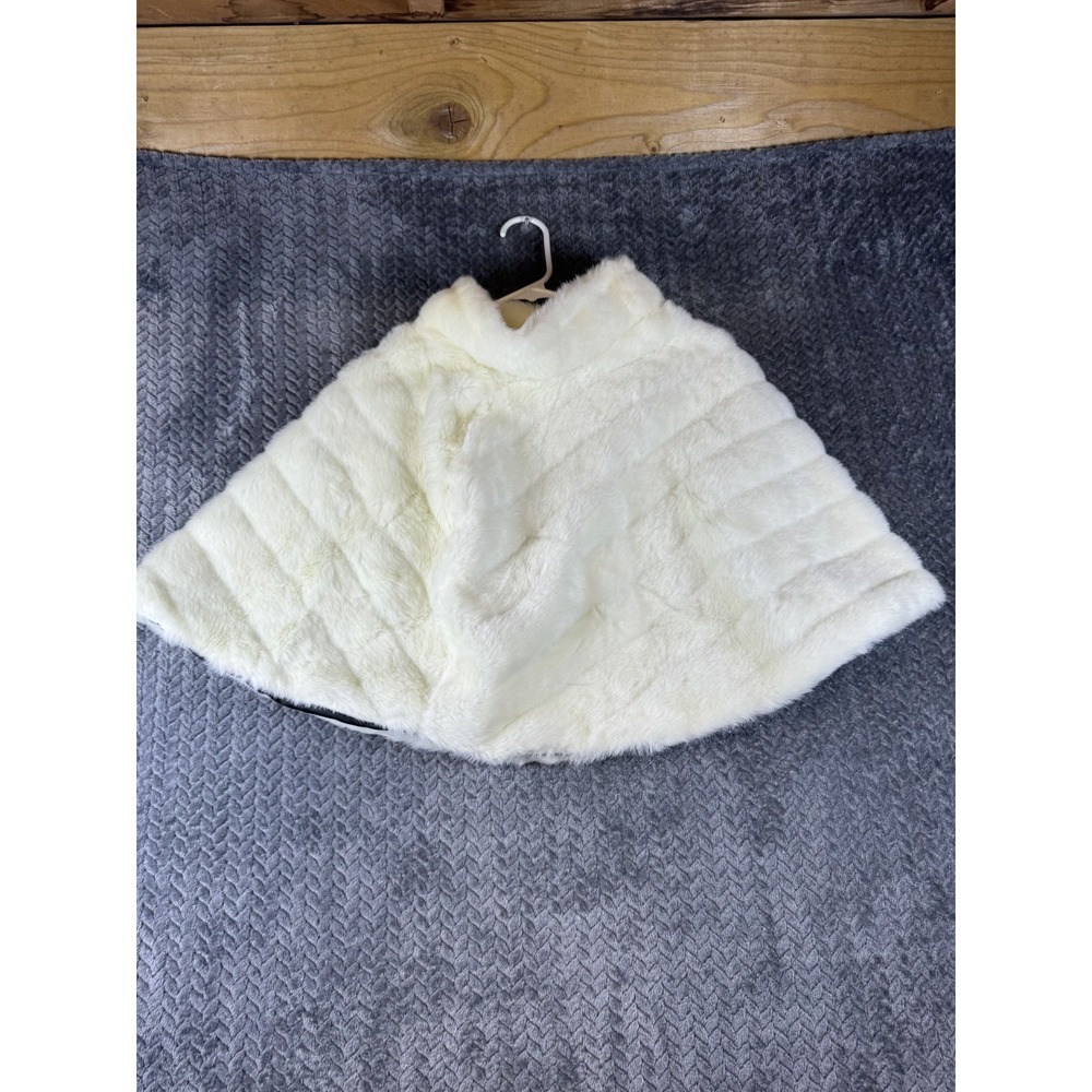 Vintage New York Toppers Paris Capelet Womens Ivory Faux Fur USA Made Cozy